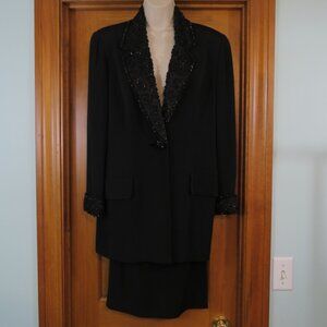 Vtg Avedon Women's 2 Piece Skirt Jacket Suit Beaded Jacket 44 (M) Skirt 48 (L)